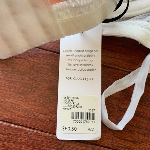 NWT Sophie Theallet for cacique sexy white lace underwire bra 42 D $60 white - Picture 4 of 6